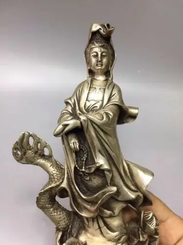 

Chinese White copper Dragon Guanyin Home Decoration