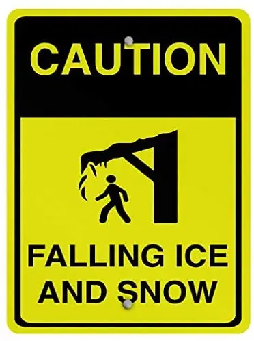 

LZATPD SLALL Caution Falling Ice and Snow Hazard Yellow Retro Street SigCar Motorcycle Garage Decoration Supplies12 X 8 Inch