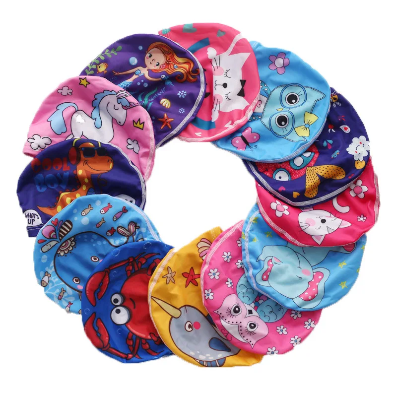 Шапка для плавания детская из эластичной ткани мультяшная шапка в бассейне