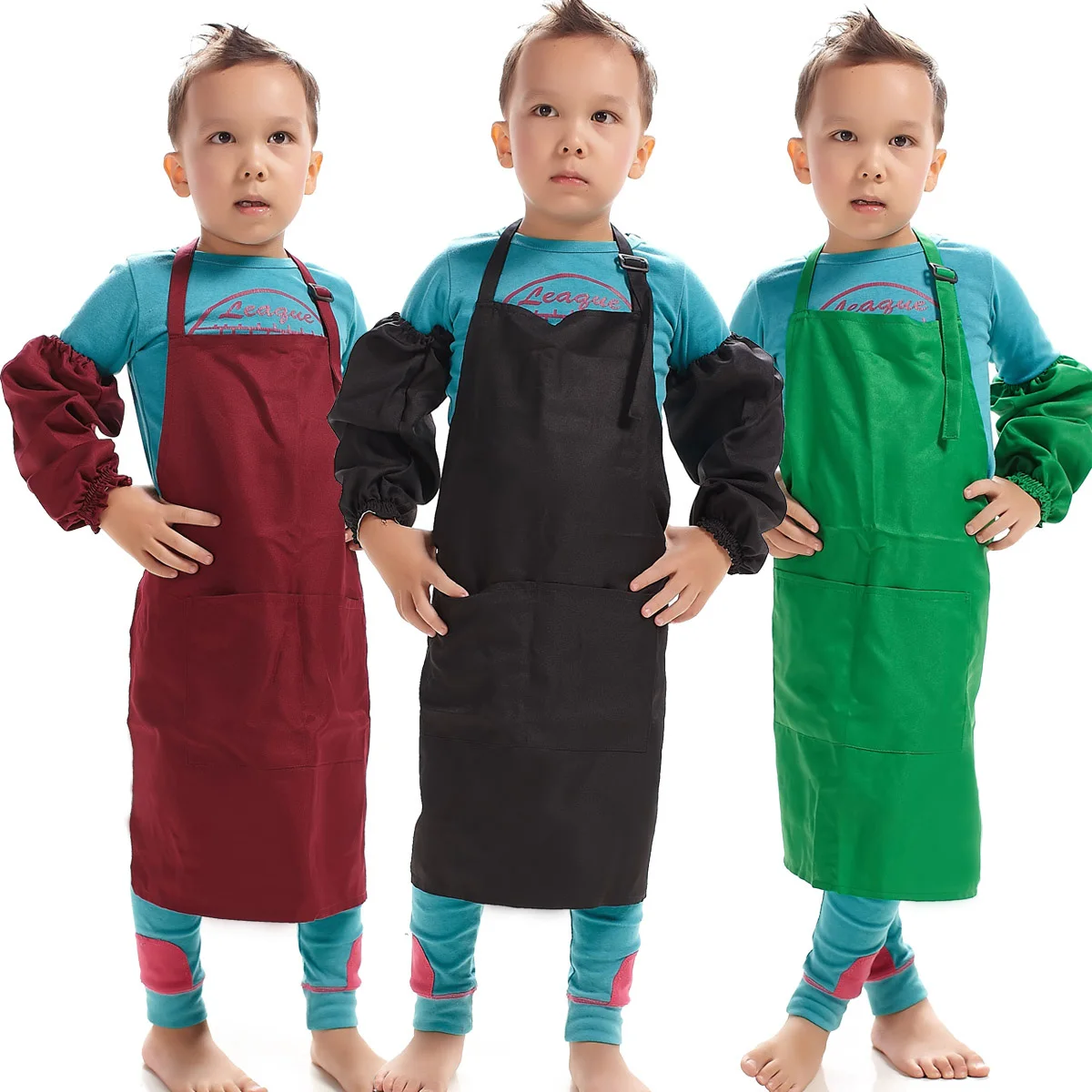 Детская одежда для детского сада с рисунком фартука детей рукавами + фартук