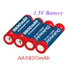 4-20 шт., щелочные перезаряжаемые батарейки AA, 9800 мАч, 1,5 в