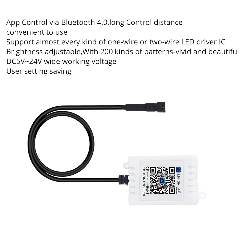 DC5V 24V Bluetooth 4 0 LED DMX SPI B RGB контроллер для SK6812 2812 6803 5050 Светодиодная лента с