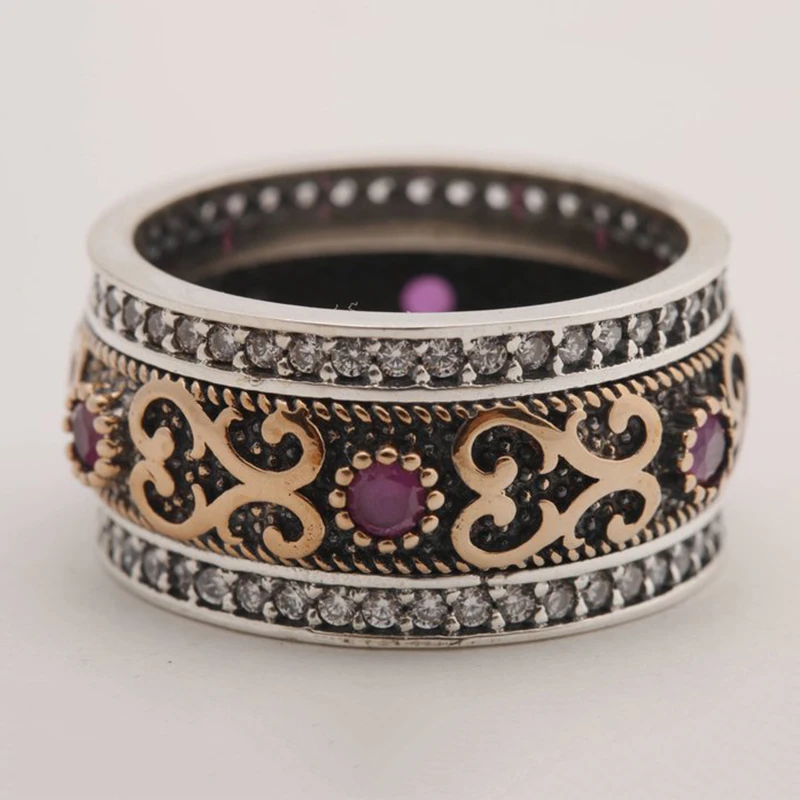 Винтажные однорядные фиолетовые стразы кольца на палец для мужчин и женщин