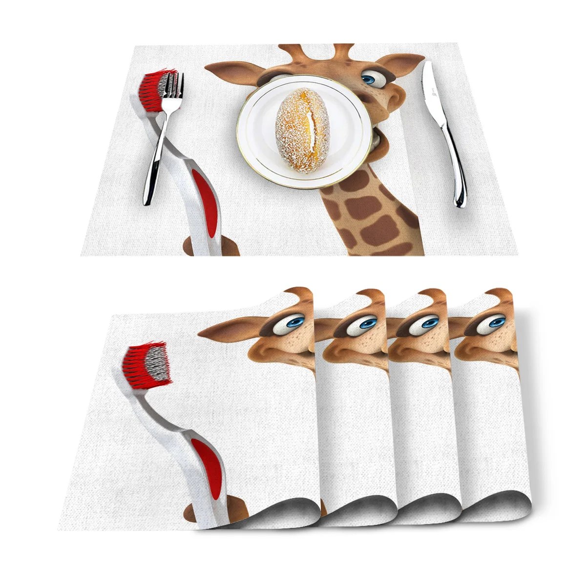 4 6 штук в партии комплект круглые скатерти на стол Жираф зубная щетка с забавными
