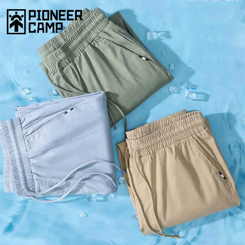 Pioneer Camp Summer Ultra-thin Cool Casual Pants Men Cotton Solid Slim Men's Trousers 2021 XXX123005