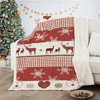 red christmas throw blanket snowflake cartoon elk deer bear plush sherpa fleece xmas new year blanket for kid child bed sofa car