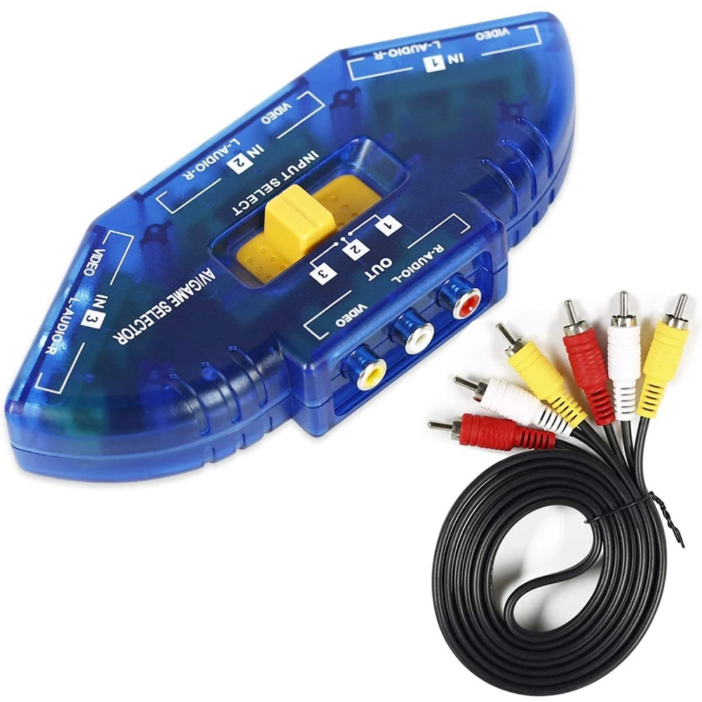 

Блок переключения AV, 3-ходовой преобразователь и шнур RCA, видео, аудио, переключатель