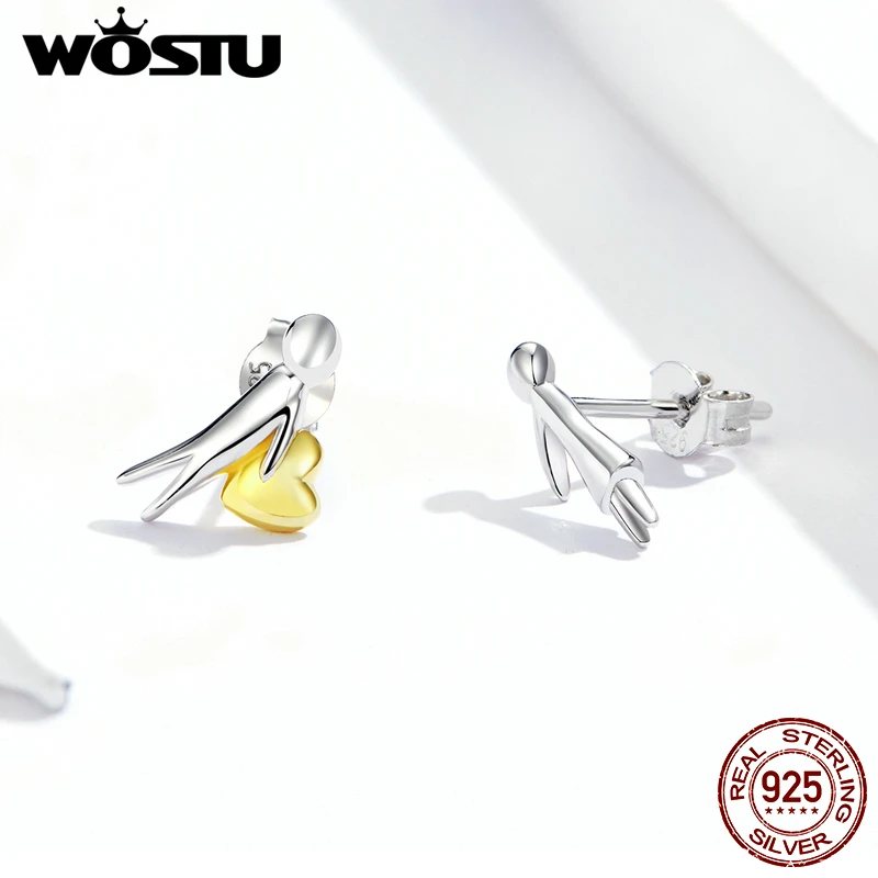 Серьги-гвоздики из серебра 925 пробы в виде сердечек | Украшения и аксессуары