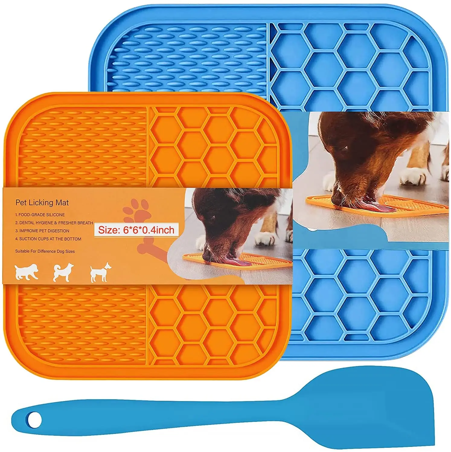 

Dog Lick Mat 2 Pack, Dog Washing Distraction Device With Suction Cups Pet Slow Feeder Mat for Cat Dog Anxiety Relief