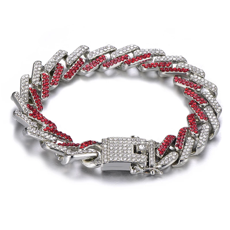 Хип хоп 13 мм Bling Iced Out полный горный хрусталь браслет геометрический AAA CZ камень кубинские цепи браслеты для мужчин ювелирные изделия