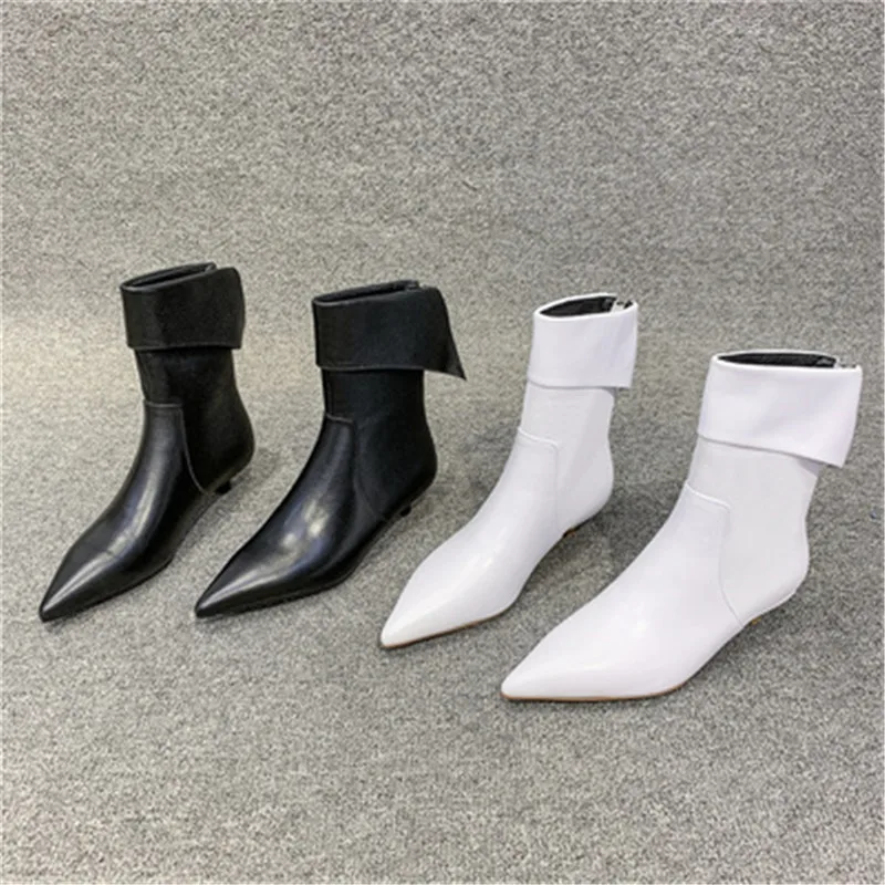 

Women boots Autumn Pointed Toe Low Heels Zip Ankle Boots Brand Fashion Fur Leather Shoes For Women Fashion Elegant Office Lady