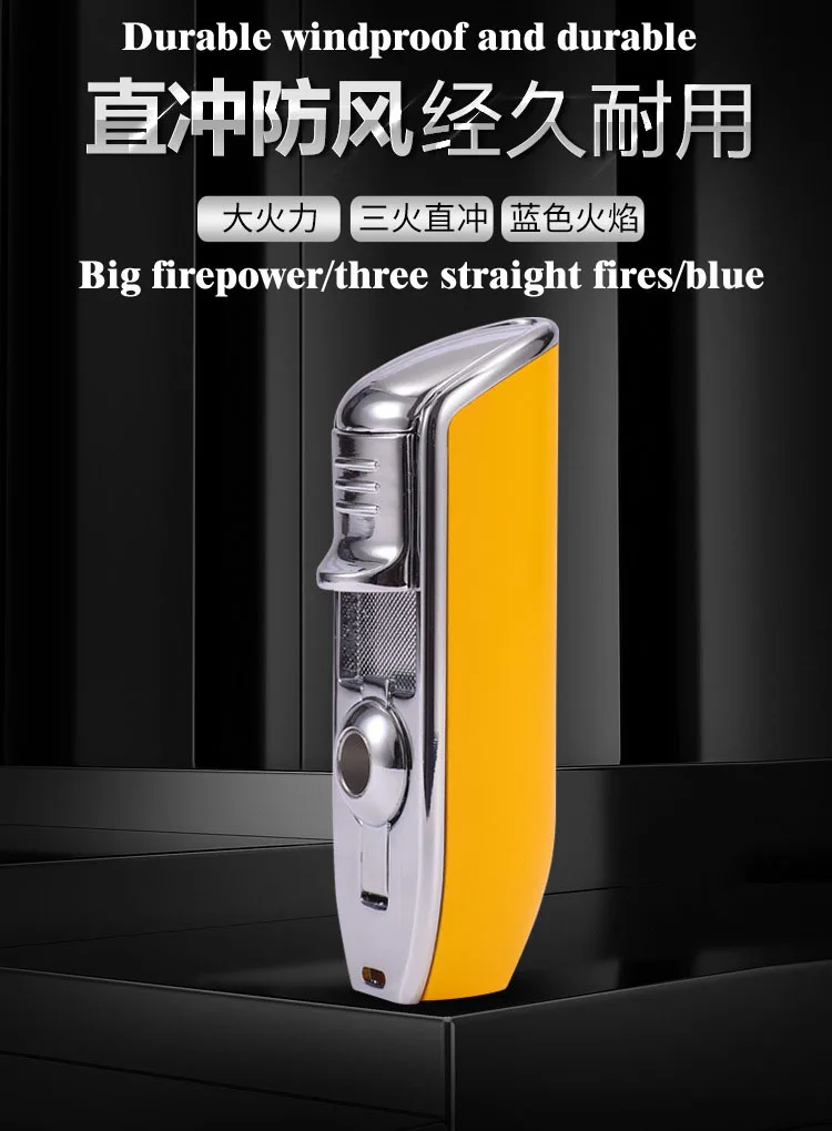 Ветрозащитная Зажигалка три прямых синего пламени портативная зажигалка с