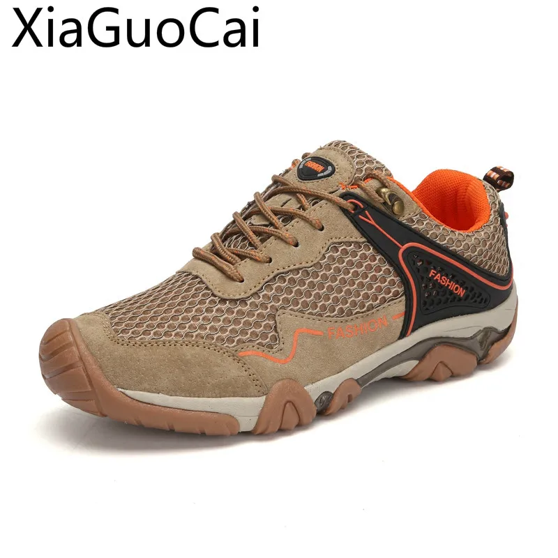 

Mesh Waterproof Men's Casual Shoes Summer Outdoor Male Lace Up Casual Sneakers Wear-resisting Slip-resistant Beach Casual Shoes