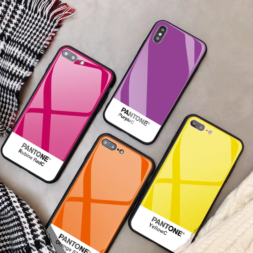 Стеклянный чехол для телефона DIY iphone 11 ProMax 6s 7Plus X Pantone закаленное стекло iPhone 8 12 6 XS
