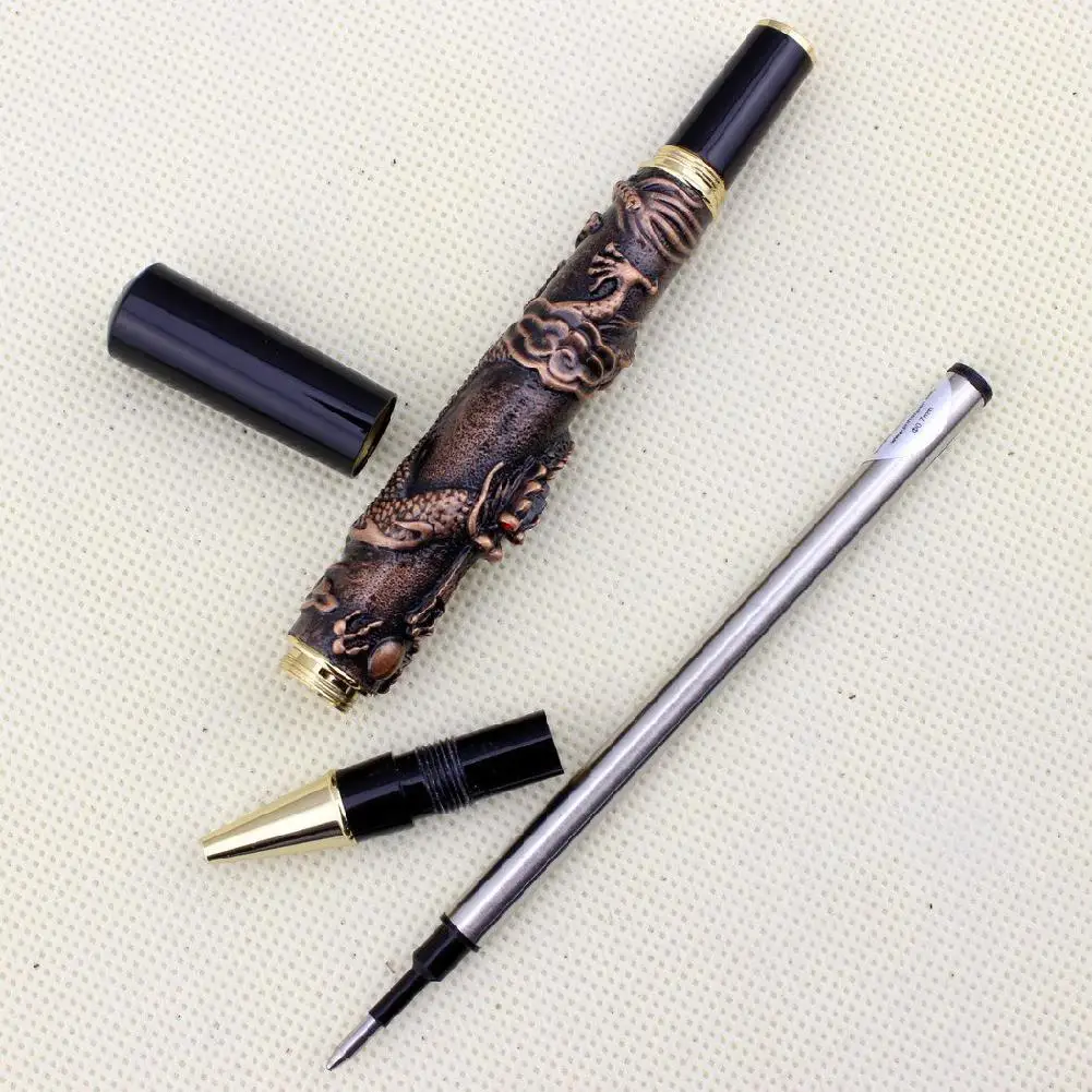 Современная шариковая ручка Jinhao Китайский дракон бронзовая Тяжелая подарочная