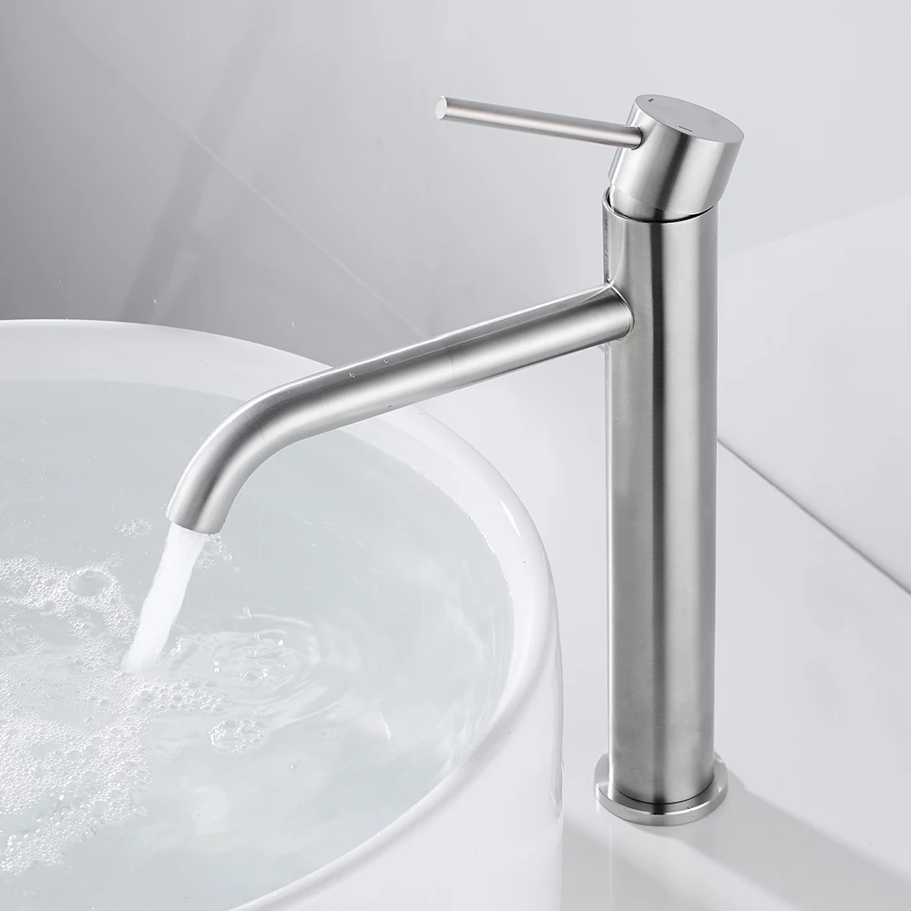 High Bathroom Basin Faucet White/Black/Brushed Taps Wash Hand Face Single Lever Mixer Washbasin Faucets with Hose HOTBEST