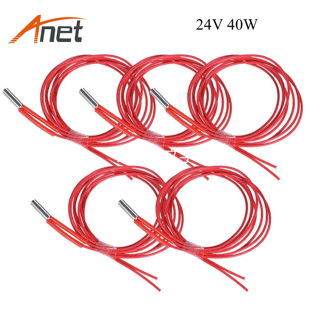 New arrival 5pcs Single-head Electric Heating Tube 1.5M Stainless Steel Heating Tube 24V 40W for A8PLUS 3D Printer accessories