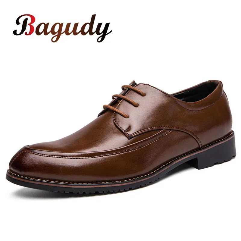 Новое поступление Мужские официальные кожаные туфли в стиле ретро Черные