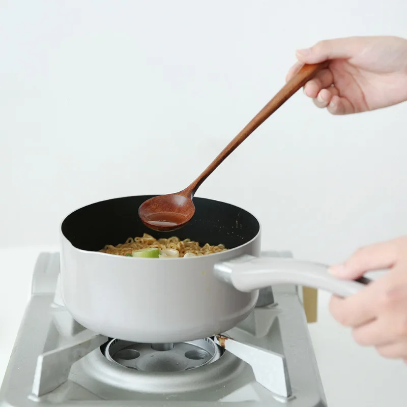 

Natural Soup Long Handle Cooking Mixing Stirrer Long Spoons Round Spoons Wood