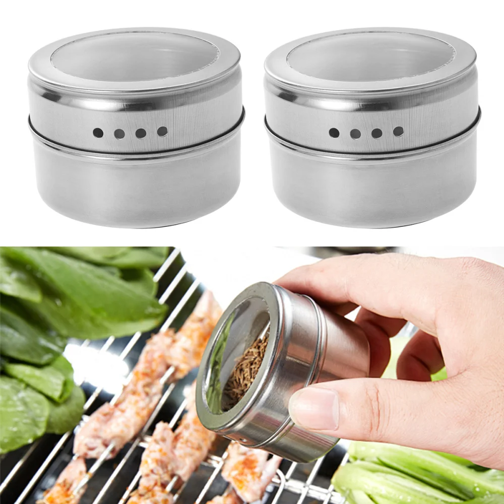 10 шт. Нержавеющая сталь емкости для хранения специй Магнитный банки Портативный