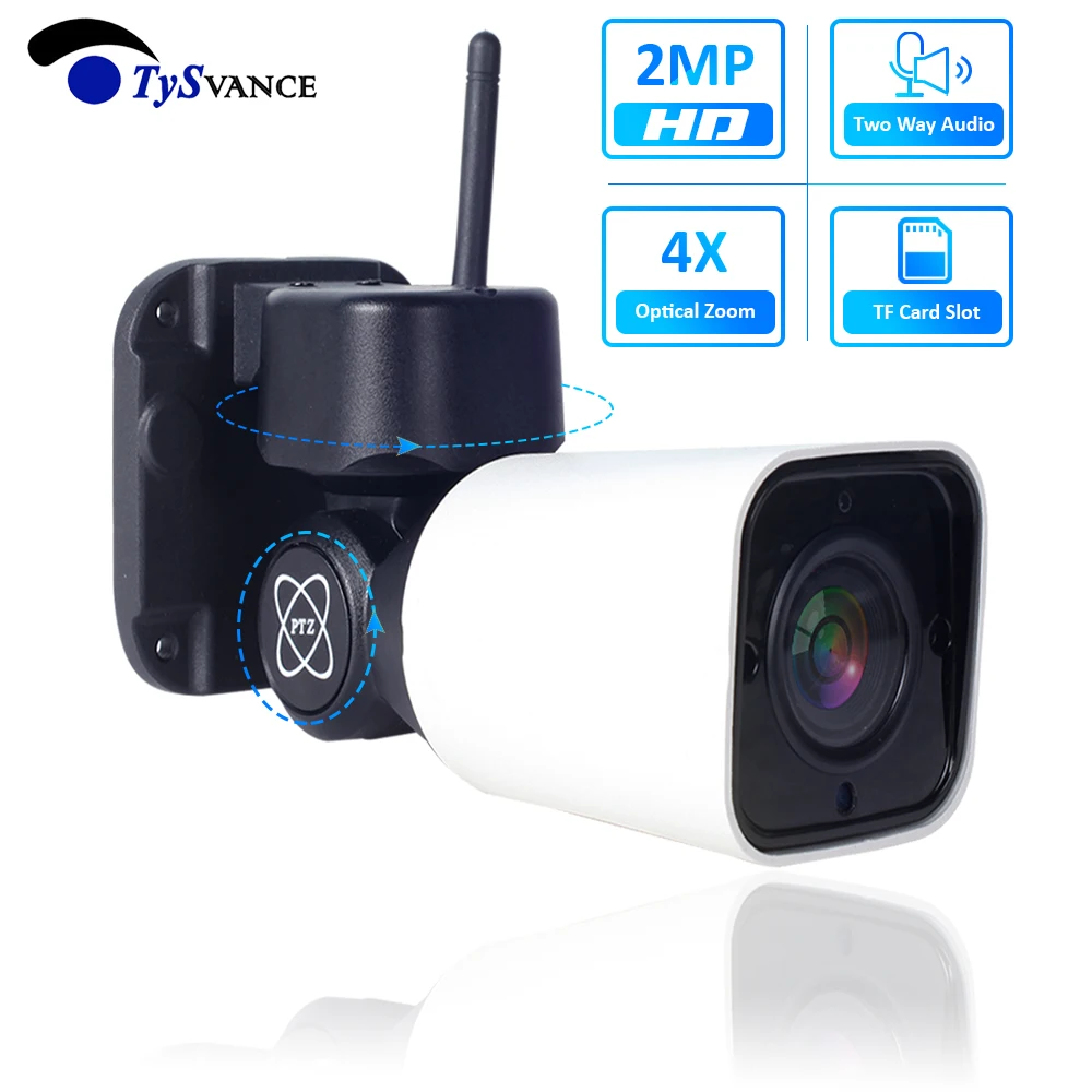 4 кратный оптический зум HD 1080P 2 мегапиксельная Wi Fi PTZ цилиндрическая ip камера