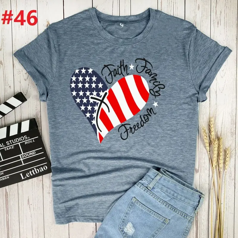 

American Flag Print Faith T Shirt Women Cotton Streetwear Harajuku T-Shirt Unisex Women Summer Casual T Shirt Vintage Clothes