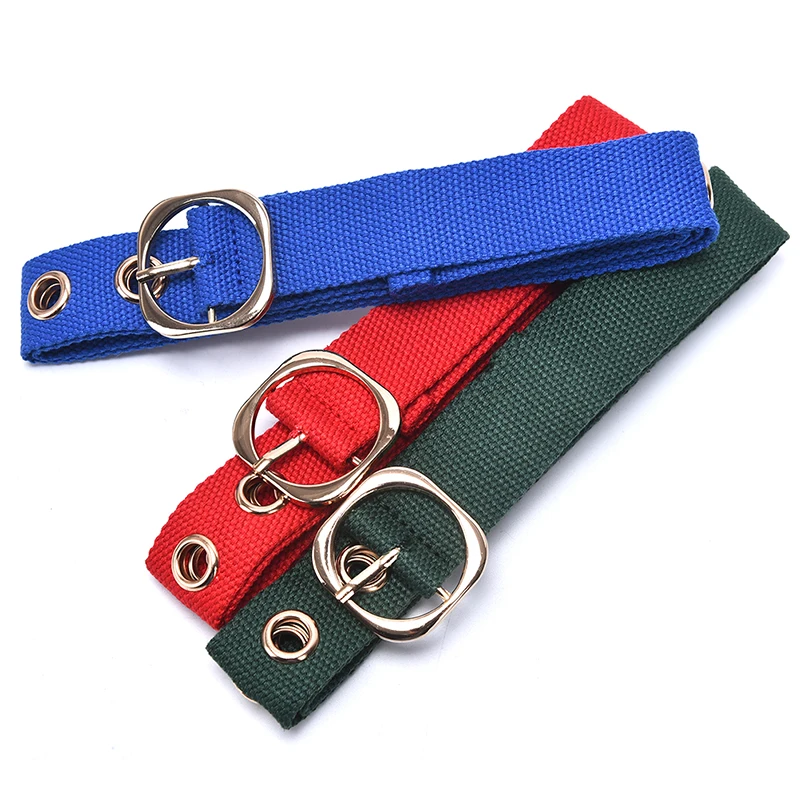 

Long Personality Harajuku Casual Ring Black Metal Belt Students Jean Canvas Waist Belts Tide Silver Pin Buckle