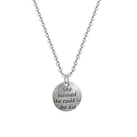 she believed she could so she did english inspirational motto brand necklace