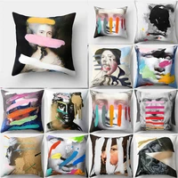 colorful abstract historical figures pillow case cover throw waist cushion cover for home sofa car decor