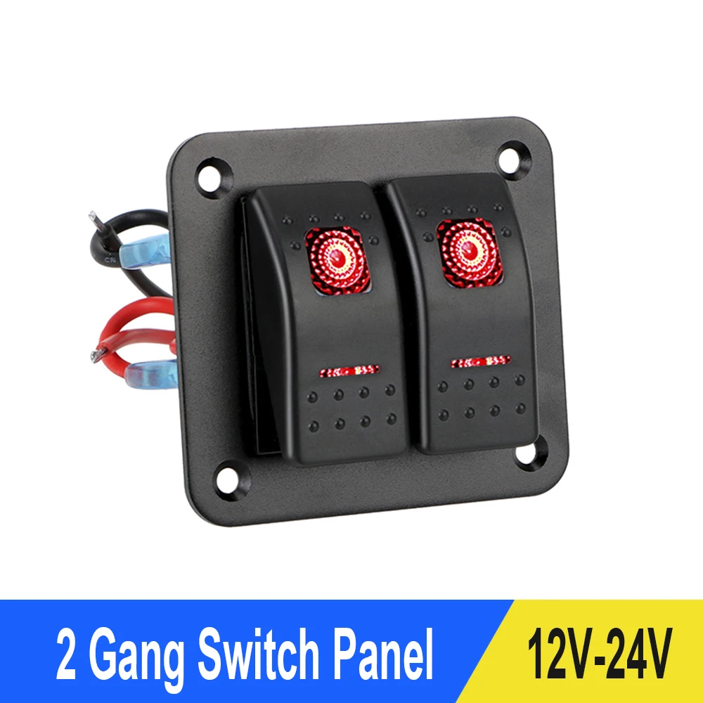 

2 Gang кулисный переключатель Панель 12-24V светодиодный выключателя Вкл/выключите светильник жгут проводов для автомобиля морской Camper жилых ав...