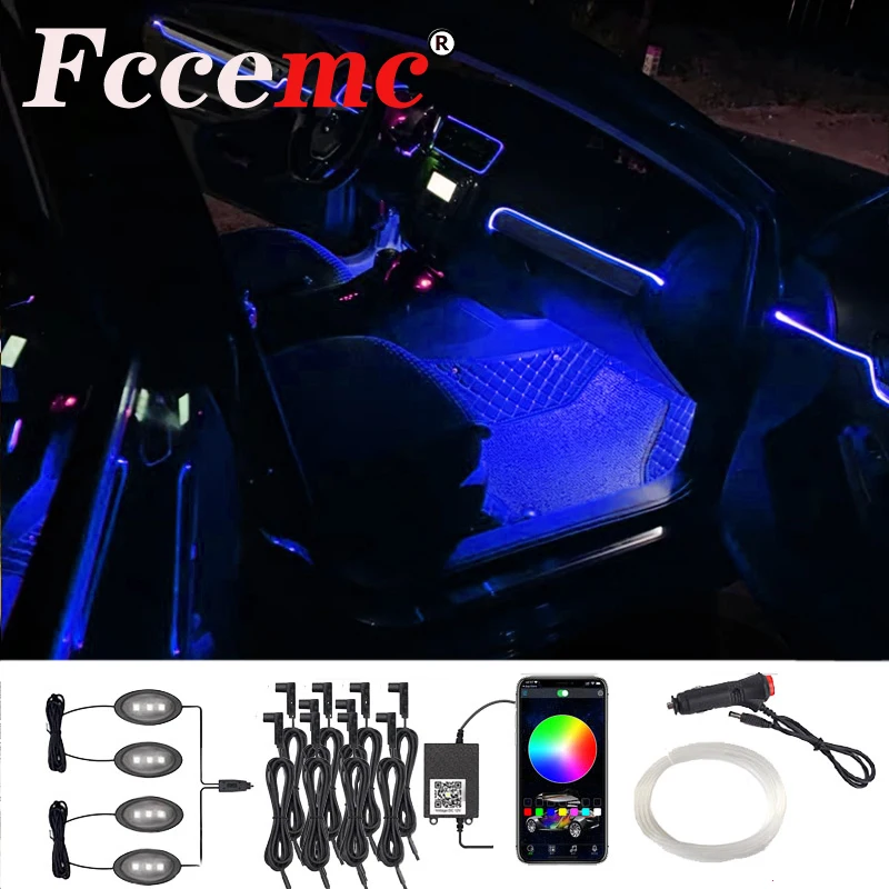 

Car Interior RGB Light Fiber Optic Atmosphere Lamps Ambient Lamp App Control Self-designed Music Lamp Auto Decorative Lights Led