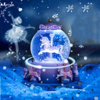 carousel colorful crystal ball night light for baby kids birthday gift led table decoration music boxes auto rotation night lamp
