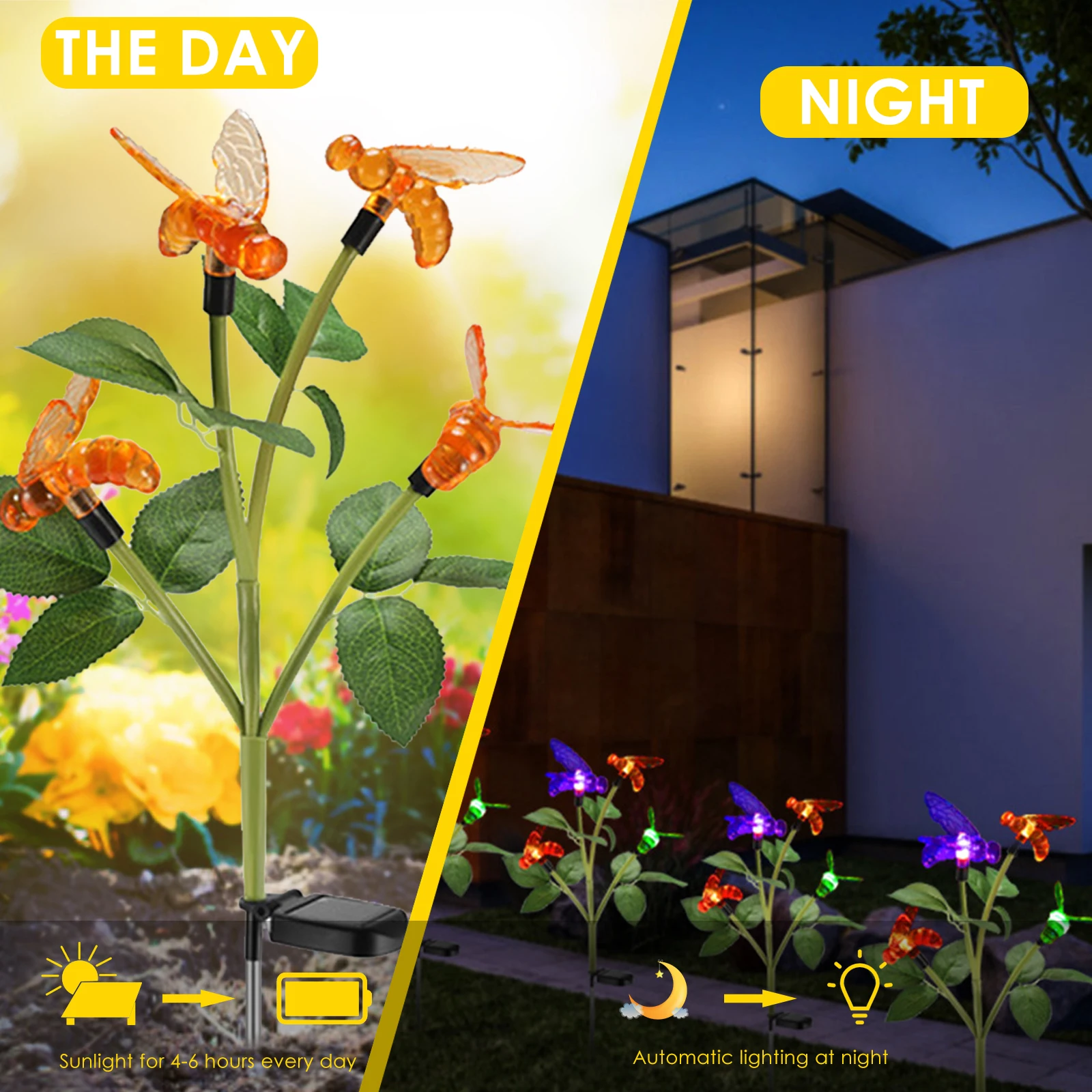 

2pcs Solar Ground Lights 4 LED Outdoor Solar Lawn Lamp Garden Deceoration Landscape Lights Multi-Color Lighting