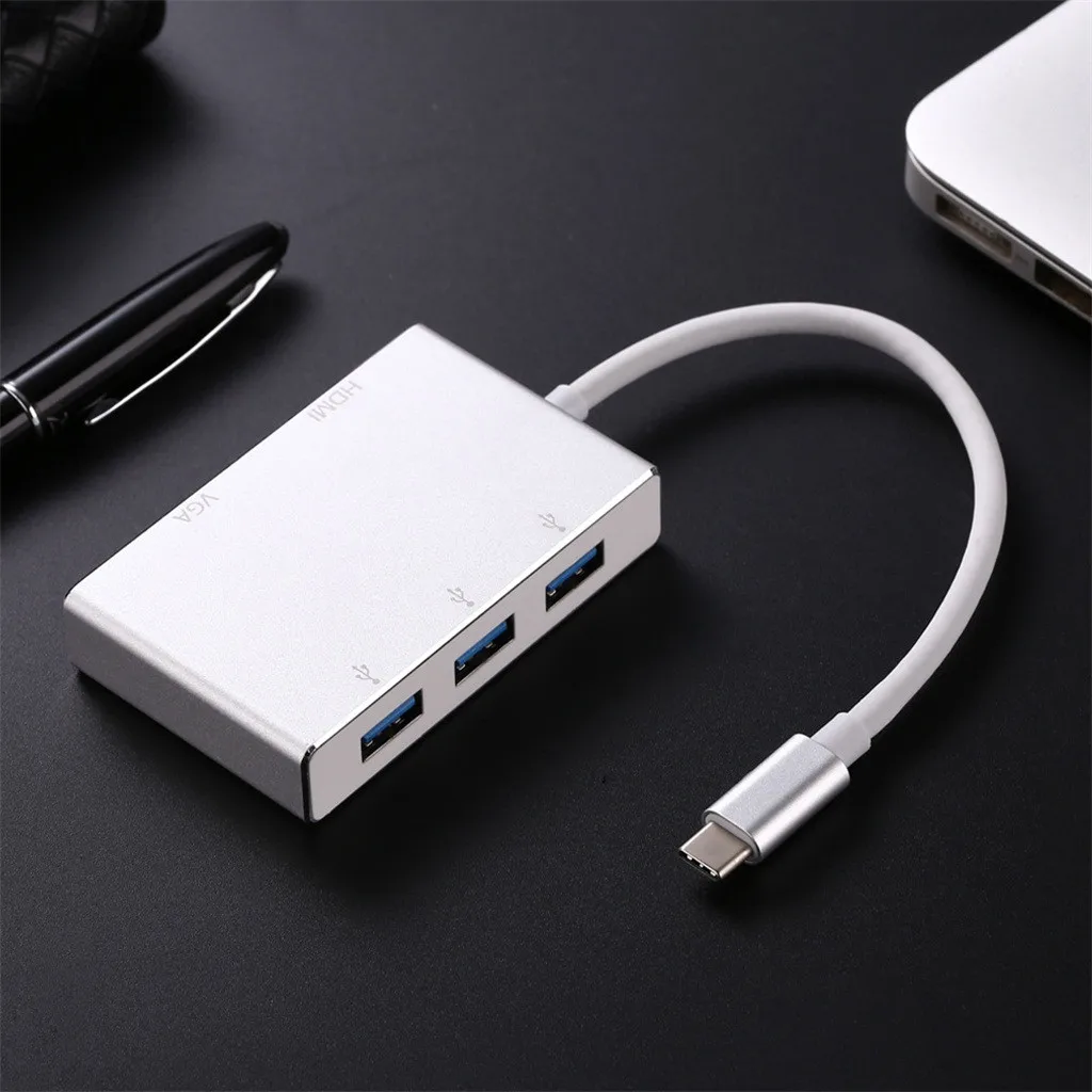 Смарт концентратор Type C док станция к HDMI VGA usb хаб адаптер 5 в 1 USB 3 0 конвертер для