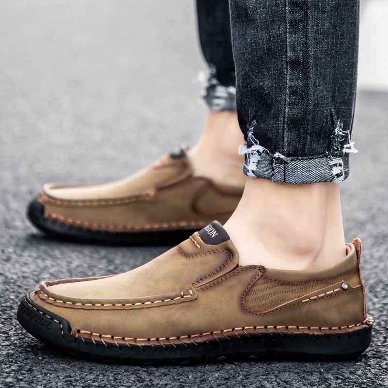 

2021 New Men Shoes Fashion Soft Flat Casual Shoes Brand Designer Loafers Moccasins High Quality Leather Driving Shoes Big Size