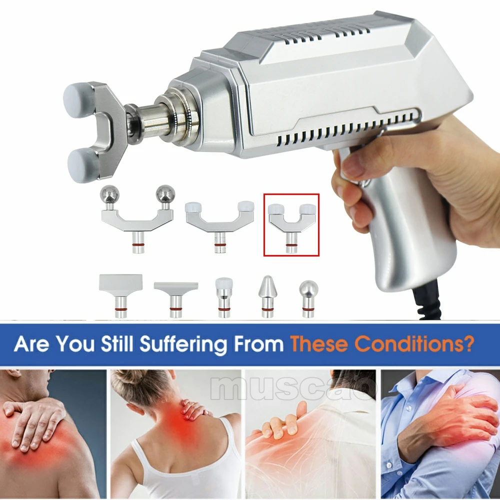 

Electric Chiropractic Adjustment Tool 1500N With 8 Heads Massage Gun Heat-Resisting Neck Spine Cervical Muscle Relax Massager