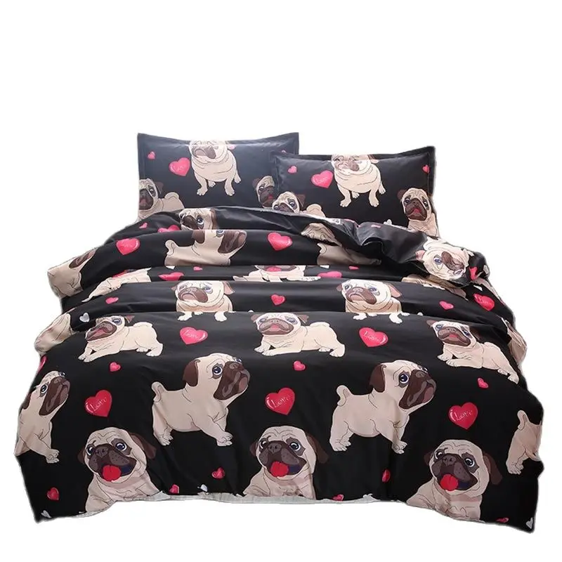 

2/3Pcs Bedding Sets Duvet Cover Bed Pillowcase Bulldog Printed Polyester Single Double Cover Set For Adults Home Textiles