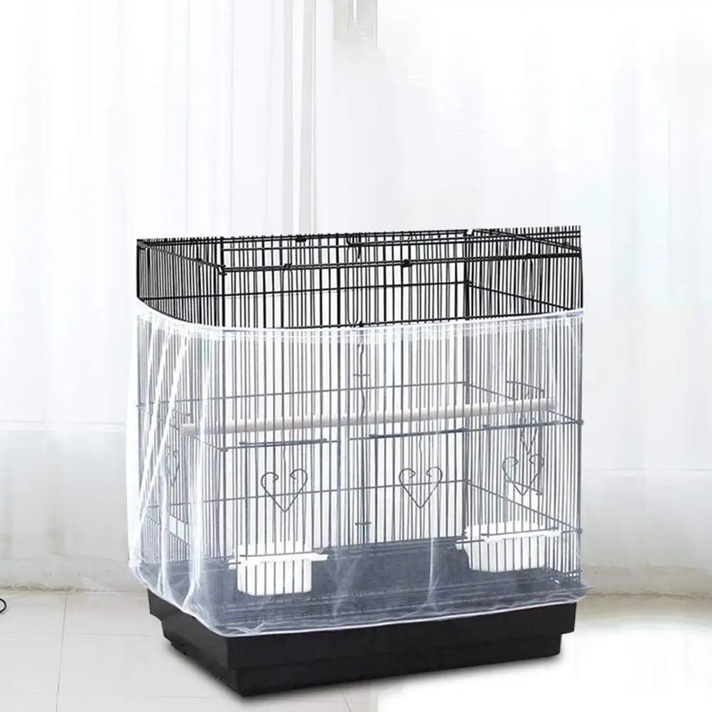 

Mesh Bird Cage Cover Shell Skirt Net Easy Cleaning Seed Catcher Guard Bird Cage Accessories Airy Mesh Parrot Bird Cage Net