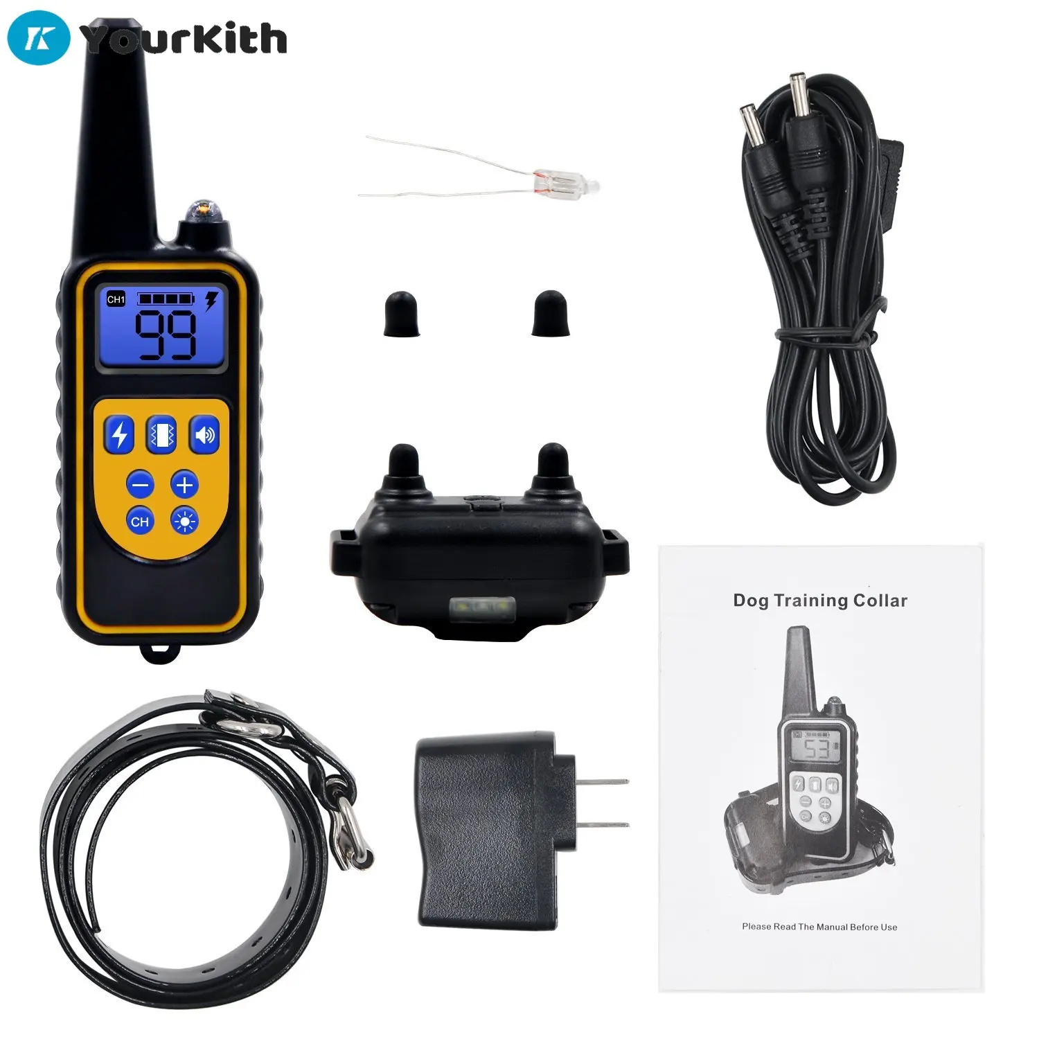 

YourKith 800yd Electric Remote Dog Collar Electronic Training Waterproof Rechargeable LCD Display for All Size Supplies For Dogs