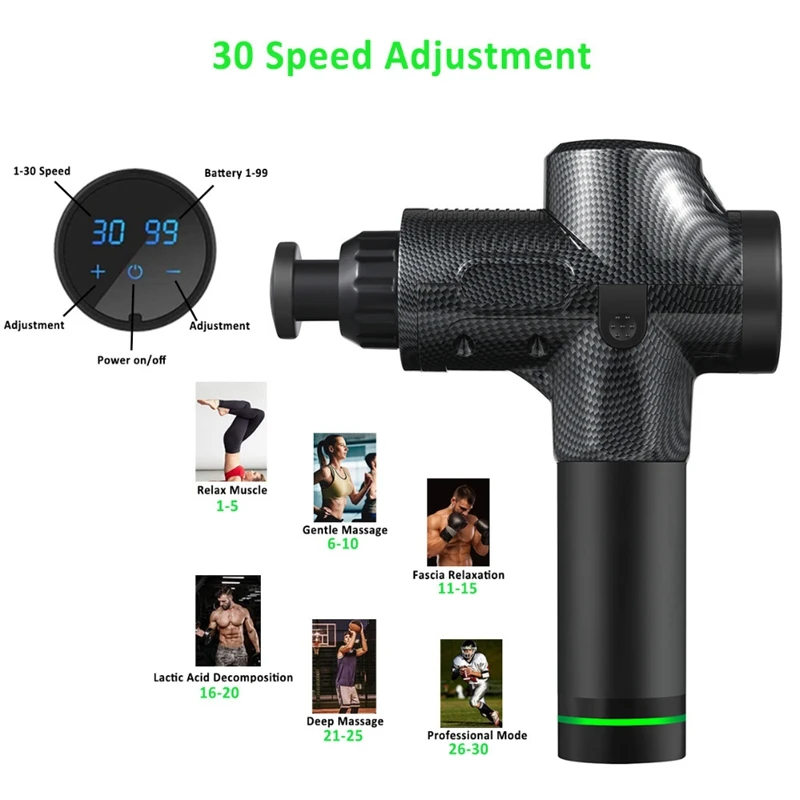 

Massage Gun Deep Tissue Percussion Muscle Massager For Pain Relief 30 Speeds LCD Touch Display Fascia Gun Electric Body Massager