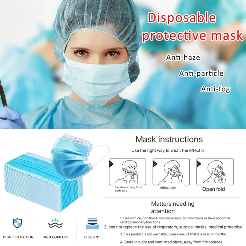 50 шт в наличии 3 слоя одноразовая ежедневная защитная маска анти-вирусы