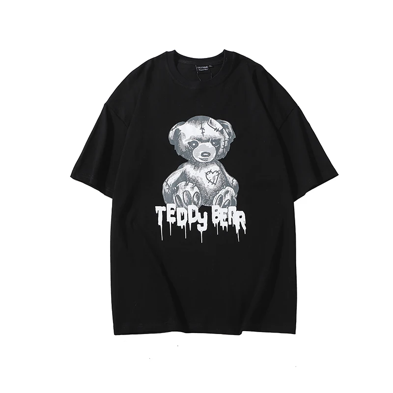 

Women Summer Street Style White Letter Cartoon Print T-Shirt Cotton Lovers Tee Ladies Plus Size O-Neck Short Sleeve Top ZY94