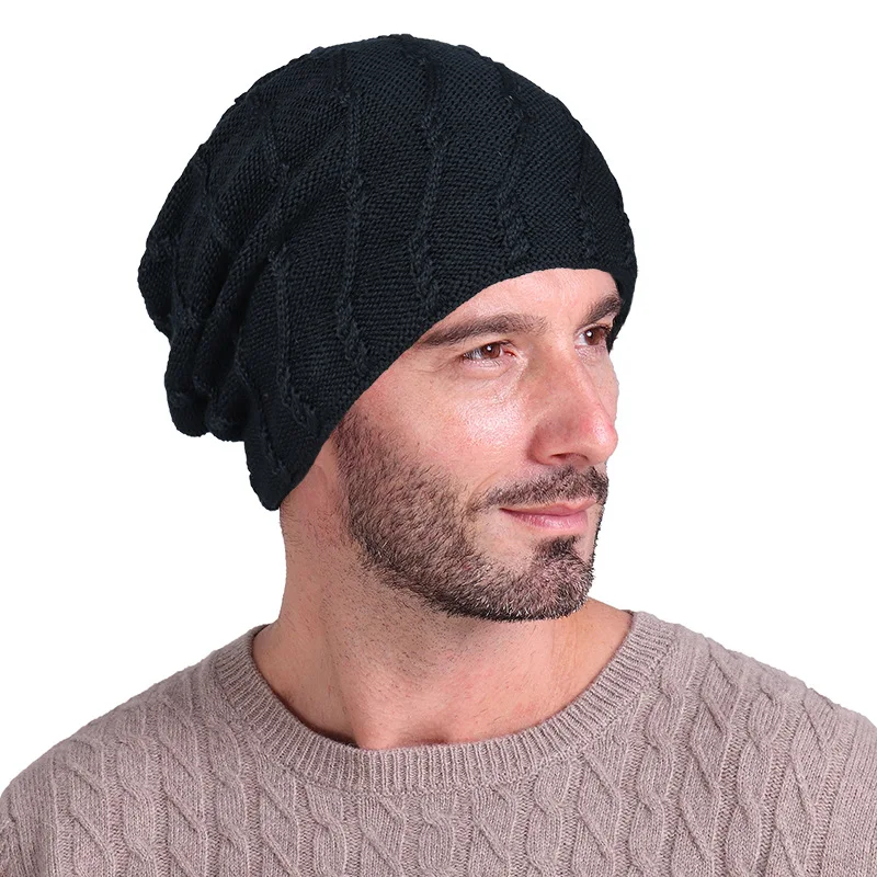 Зимняя шапка toque, Мужская плюшевая шерстяная шапка, теплые наушники, вязаная шапка, для улицы, Конопляный узор, пуловер, шапка Skullies Bonnet beanie cc Hat