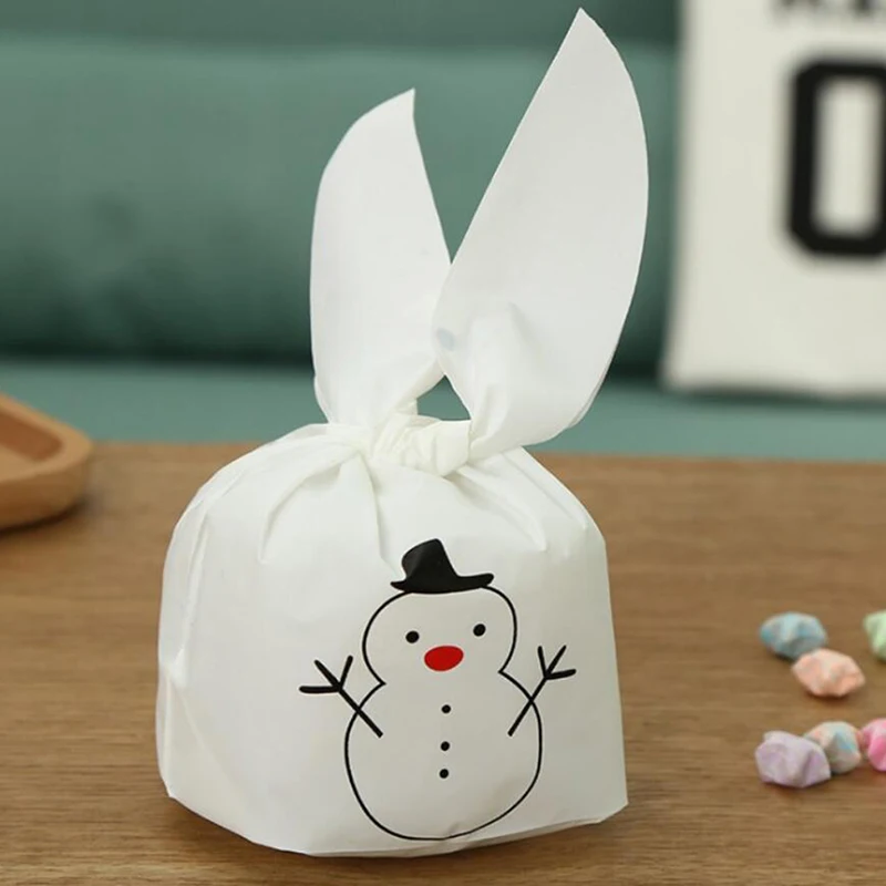 Снеговик заячьи уши мешок для закусок хлеб конфеты печенья праздника партии