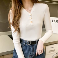 winter clothes women 2022 knitted sweater button long sleeve top jumpers korean womens sweaters slim pullover sueters de mujer