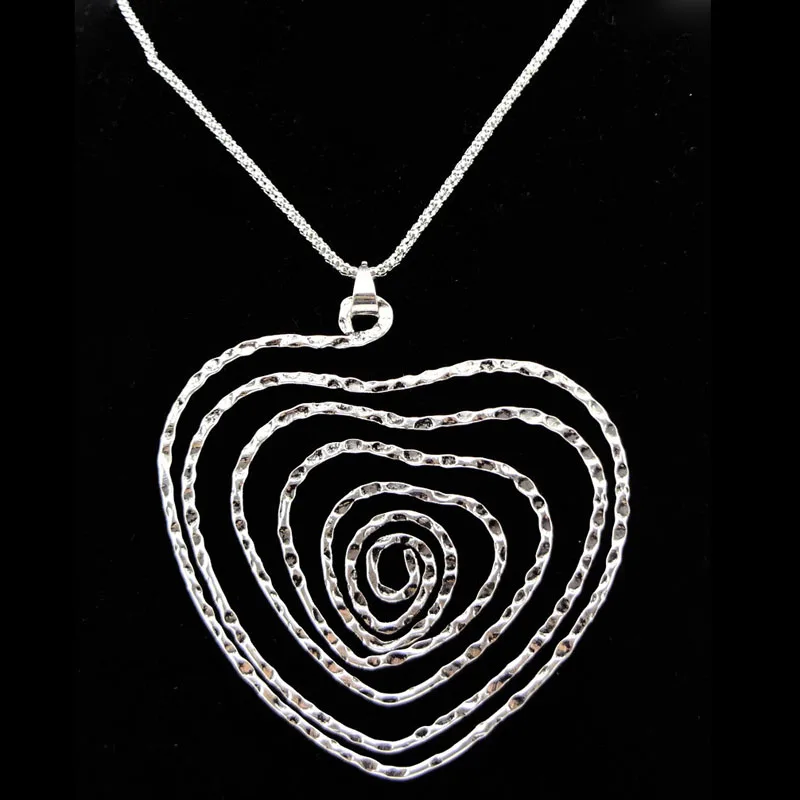 

Unique Women Hot Metal Slice Rount Square Heart Pendant Long Chain Necklaces