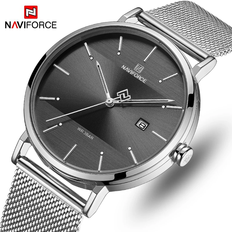 Часы наручные NAVIFORCE Мужские кварцевые брендовые Роскошные модные повседневные
