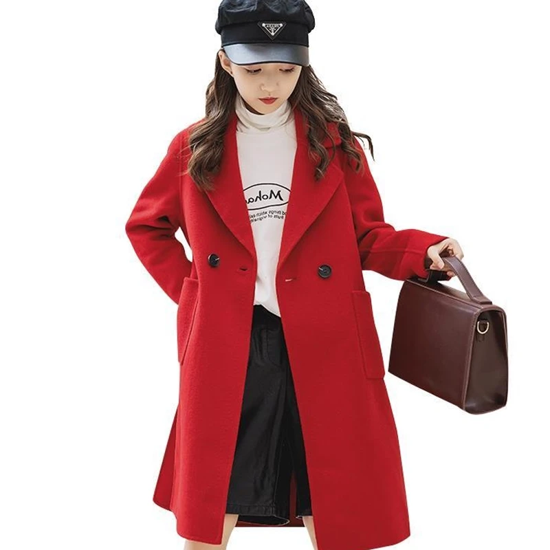 

Beautiful Winter Spring Children Coat Baby Girls Clothes Warm Thicken Red Beige Jackets Lambswool Toddler Pocket Outwear Kids