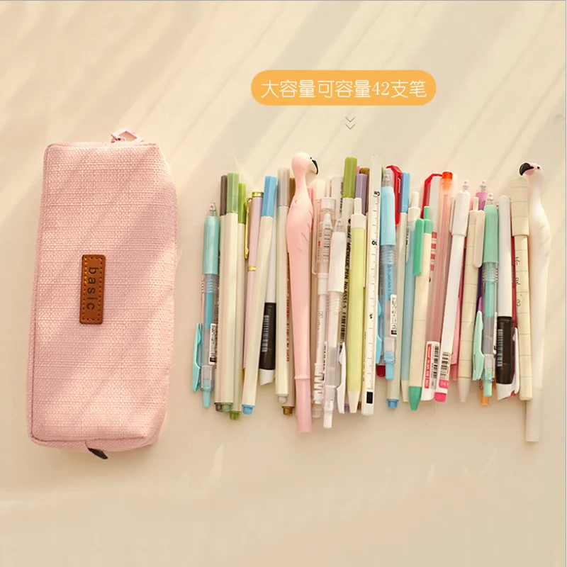Креативный простой квадратный пенал для карандашей сплошной цвет хлопок и лен