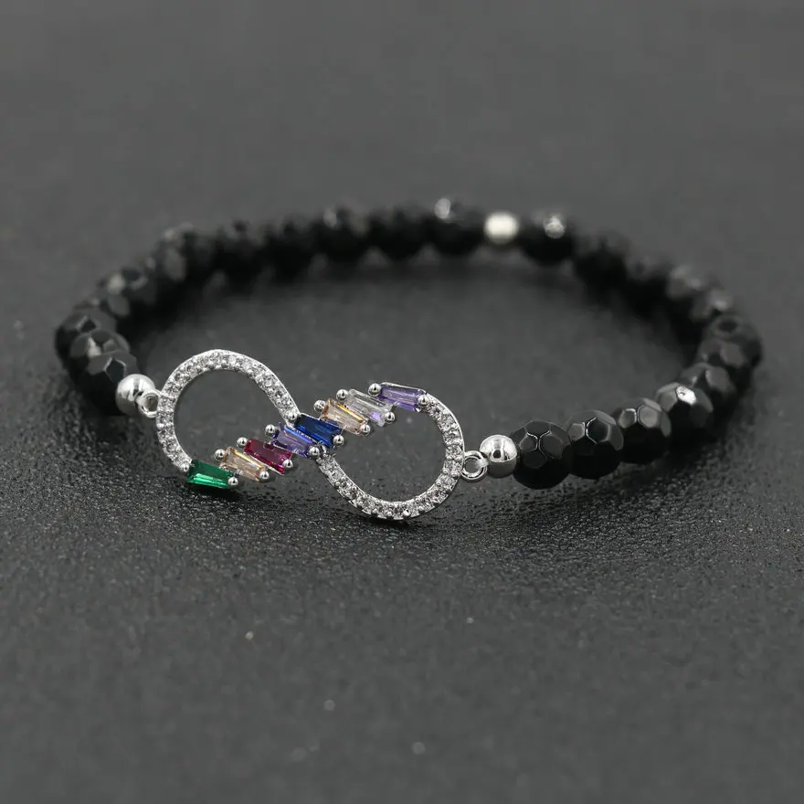 Модный Блестящий браслет с кристаллами циркония AAA 8 Бесконечность для женщин